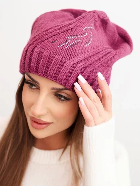Căciulă Kesi de lână cu strasuri violet