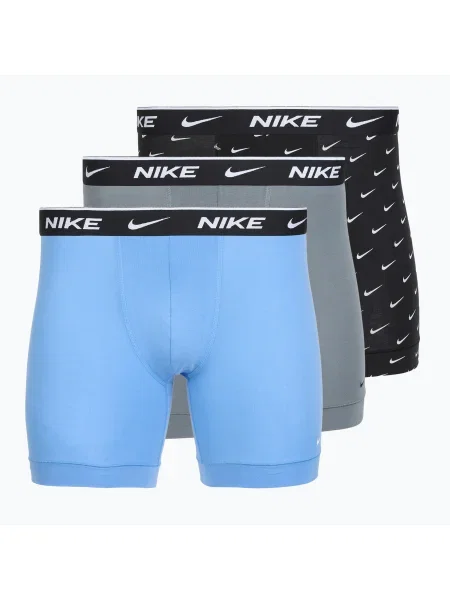 Boxeri pentru bărbați Nike Everyday Cotton Stretch 3 pairs swoosh print/grey/university blue gri