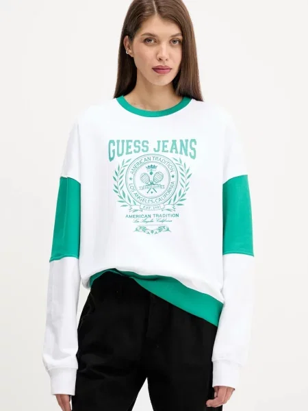 Guess Jeans bluza z nadrukiem biały