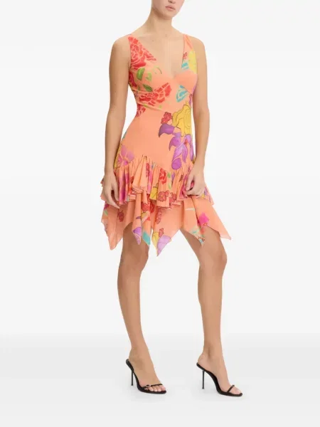 Rochie mini Donde Esteban cu model floral portocaliu