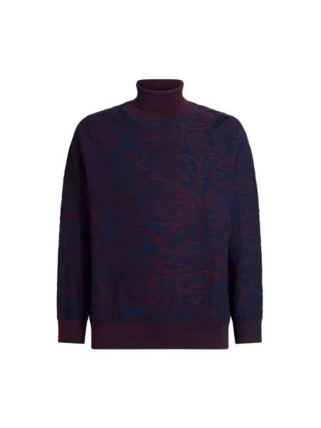 Sweter z golfem Etro wełniany niebieski