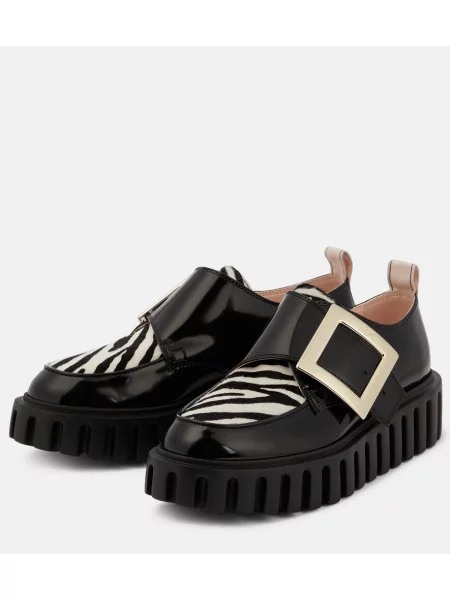 Usnjene lakirane loaferke Roger Vivier s platformo