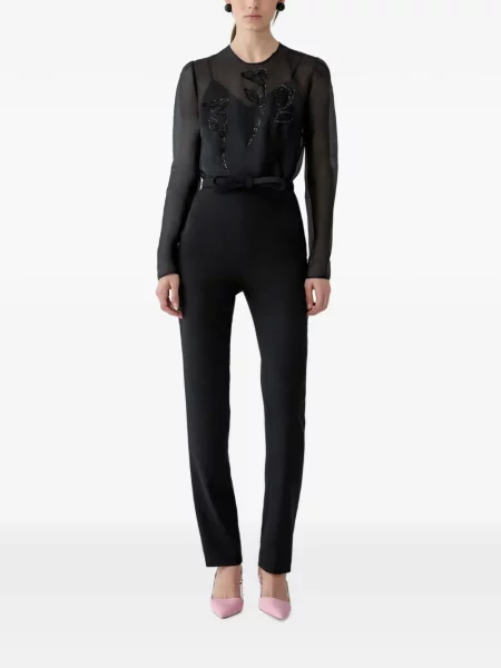 Lung bluză Carolina Herrera cu model floral negru