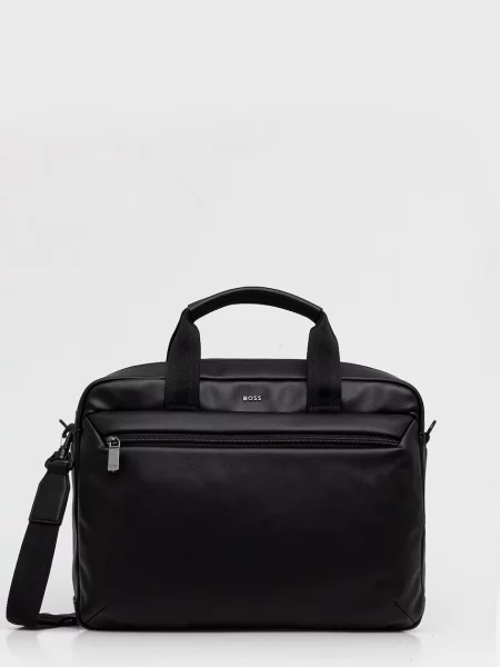 BOSS geantă de laptop pentru bărbați cu imitație de piele Jace_Doc Case negru