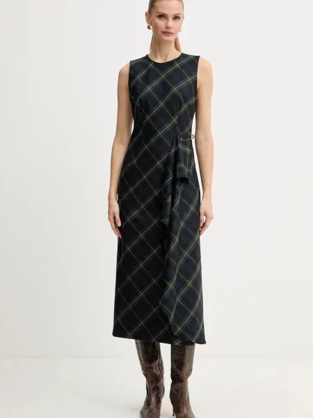 Luisa Spagnoli sukienka z dodatkiem wełny midi rozkloszowana granatowy