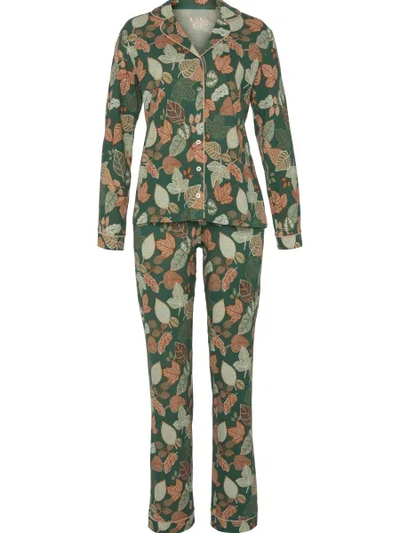 VIVANCE Pijama crem / maro portocaliu verde