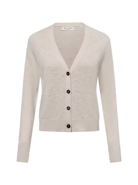 Marc O'Polo kardigan z zawartością lnu Kobiety jednolity M beżowy