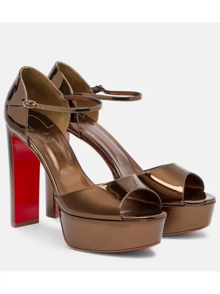 Sandale Christian Louboutin din piele cu platformă maro