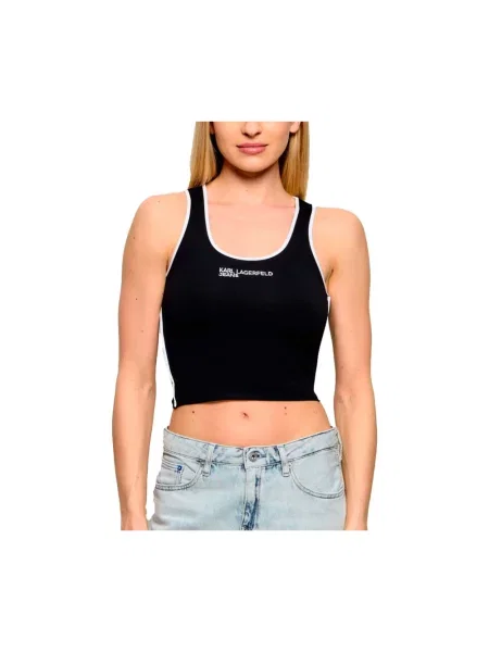 Top Karl Lagerfeld Jeans z logo czarny
