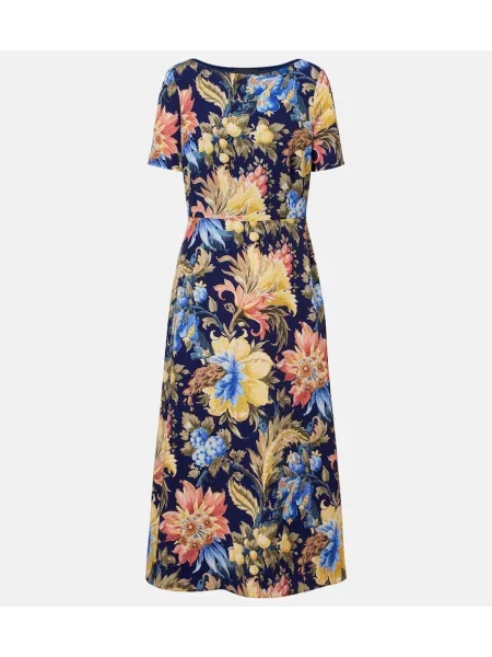 Rochie midi Etro cu model floral albastru