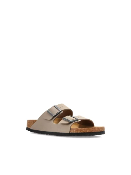 Klapki Birkenstock skórzane beżowe