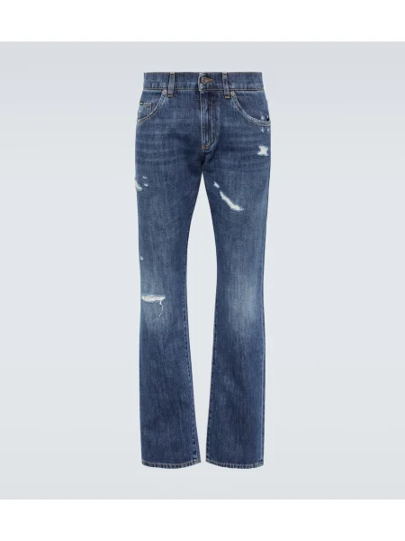 Obrabljene ravne kavbojke Dolce&gabbana modra