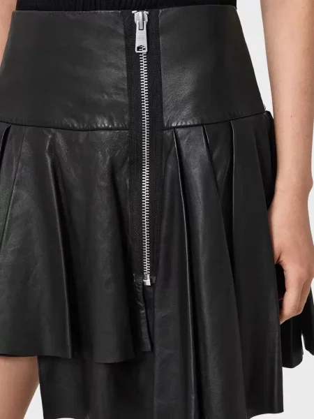 Кожаная юбка Allsaints черная