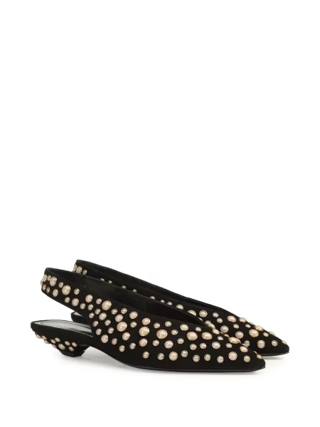 Pantofi cu toc Sergio Rossi cu perle slingback negru