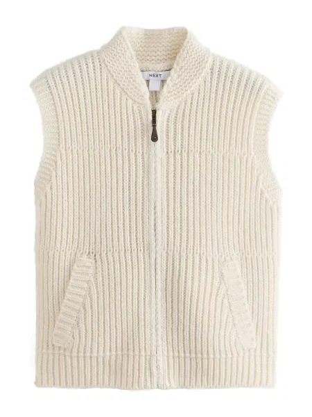 Next Vestă tricotată ecru