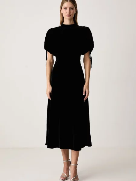 Silvian Heach rochie din velur PAKIO negru