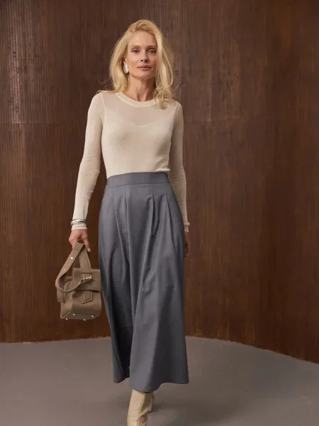 Спідниця міді TrikoBakh бавовна/віскоза сірий