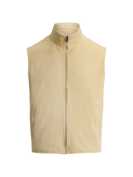 Reversibil vestă Ralph Lauren Purple Label din piele de căprioară violet