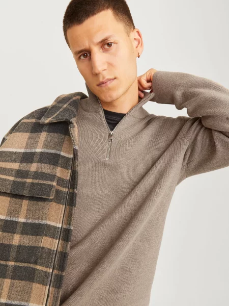 Светр JACK & JONES BLAMILANO STITCH KNIT HALF ZIP бежевий