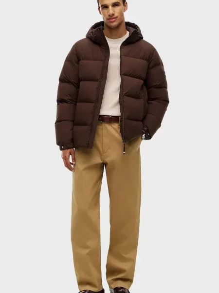 Пуховик Tommy Hilfiger с капюшоном коричневый