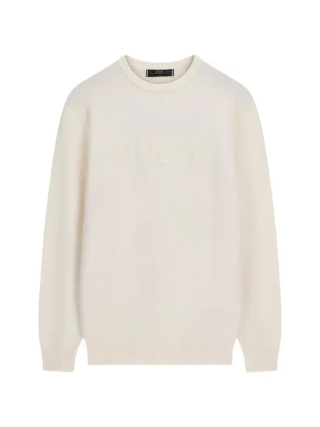 Pulover Guess cu autograf cu rever bej