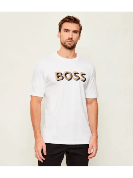 BOSS tricou din cu imprimeu alb
