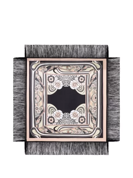 Fular La Doublej cu franjuri cu model floral negru