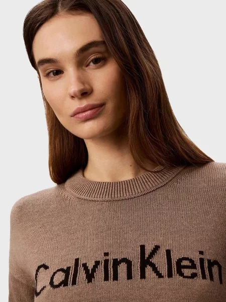 Свитер Calvin Klein Jeans с лого коричневый