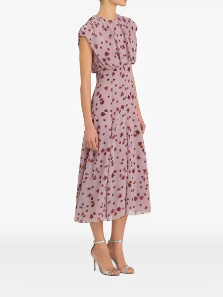 Rochie midi Markarian cu model floral cu imagine roz