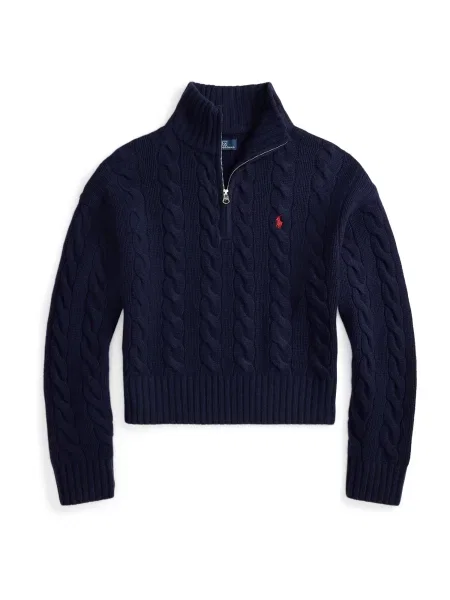 Polo Ralph Lauren pulover de lână bleumarin cu turtleneck