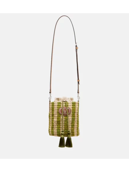 Pruhovaná malá mini taška Valentino Garavani zelená