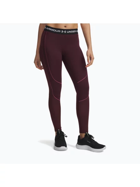 Тренувальні легінси Under Armour ColdGear Textured dark maroon/fuchsia dusk/white білі
