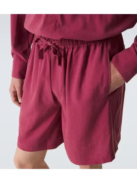 Pantaloni scurți Saman Amel de mătase bordo