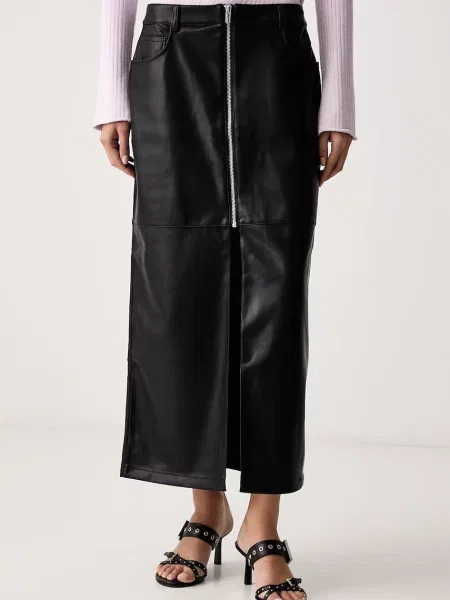 Karl Lagerfeld Jeans fustă din imitație de piele negru