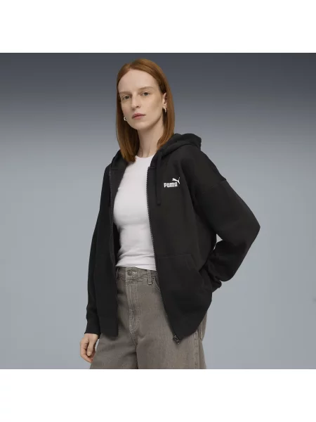 PUMA rozpinana bluza z kapturem i małym logo ESS Comfort Odzież XXS czarny