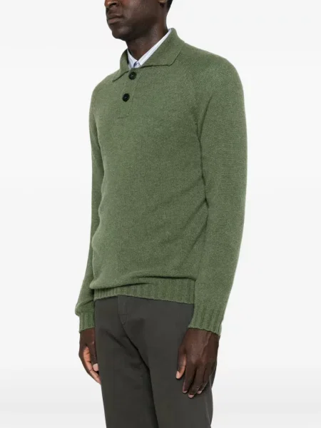 Lung tricou polo Tagliatore tricotate verde