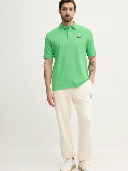 Поло Lacoste с аппликацией зеленое