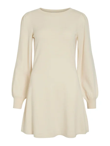 VILA Pletena obleka VIRICKY kremna