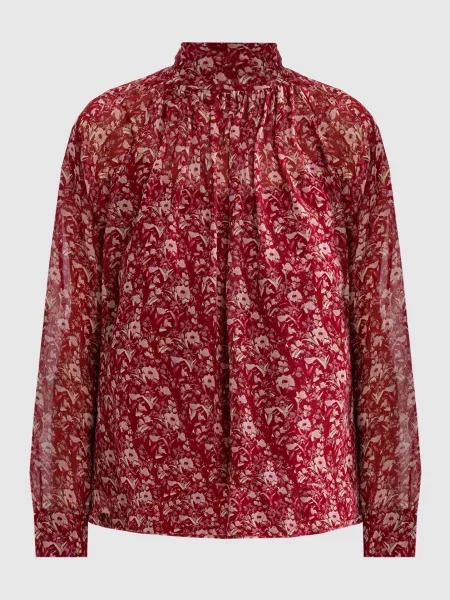 Блуза PANIA із шовку в квітковий принт Max Mara бордова