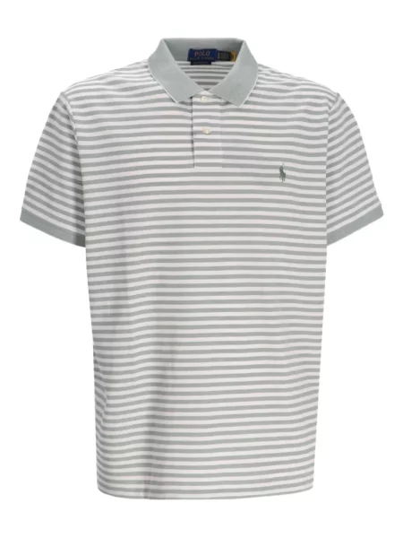 Lněné pruhované tričko Polo Ralph Lauren šedé