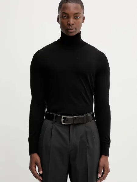 Vlněný svetr BARENA VENEZIA Knitwear Camio pánský s golfem černá