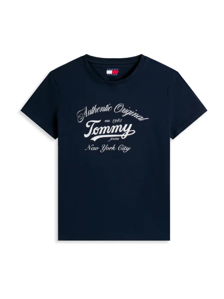 Tommy Jeans Tričko Essential Tmavomodrá biela