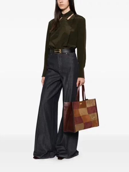 Cămașă Victoria Beckham de mătase verde