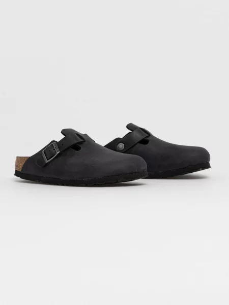 Birkenstock klapki skórzane Boston czarny