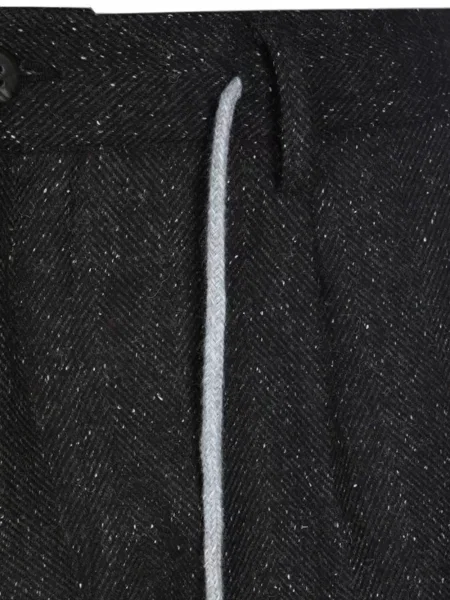Pantaloni Eleventy cu model herringbone cu cordon negru