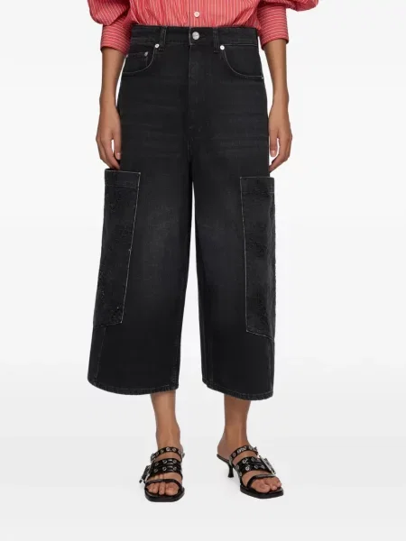 Blugi Ganni cu model floral negru