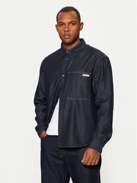 Calvin Klein Jeans cămașă de blugi Bleumarin albastru