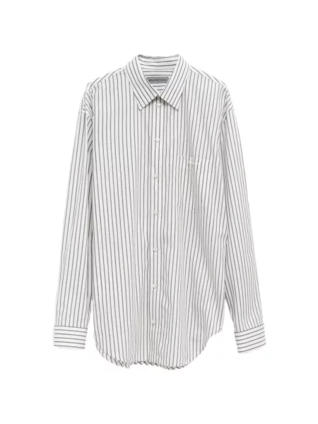 Cămașă Balenciaga cu broderie cu dungi alb