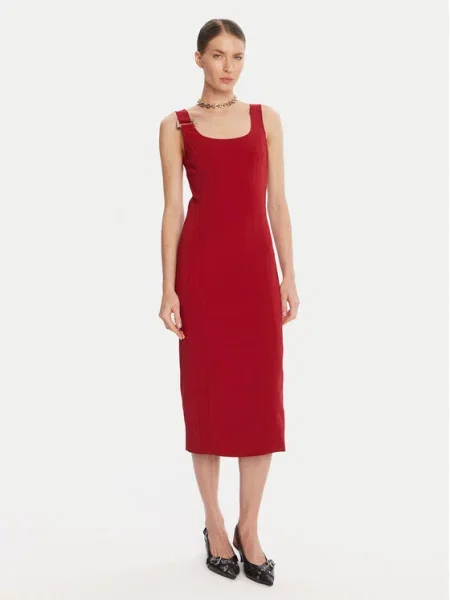 Patrizia Pepe Sukienki Kobieta S Essential Midi Dress czerwony