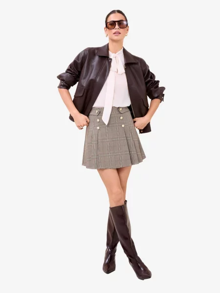 Lipsy Fustă maro / negru alb